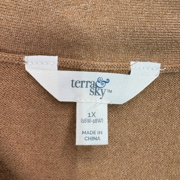 Terra & Sky Womens Plus Size 1X Brown Sweater Vest Recycled Fiber - Picture 4 of 6